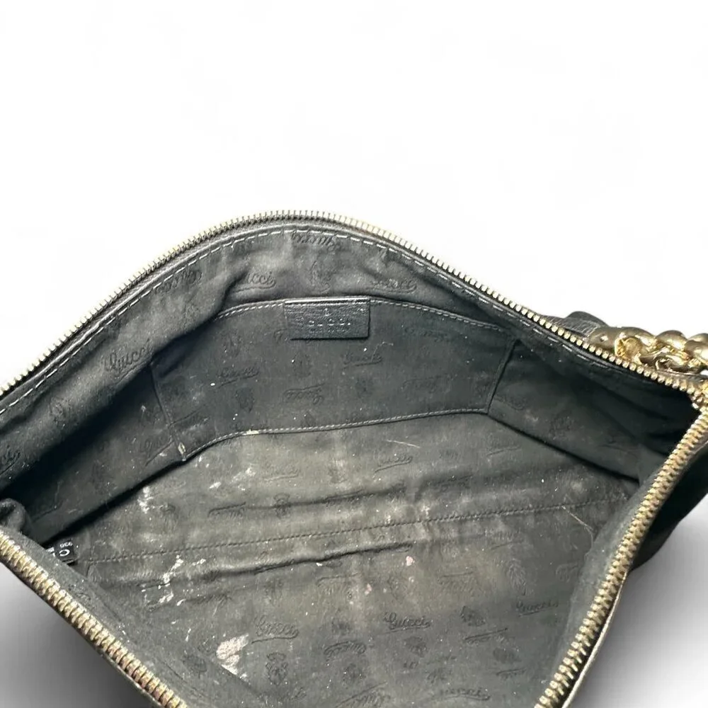 GUCCI Black Pebbled Leather Sienna Tassel Clutch Bag - Picture 7 of 15